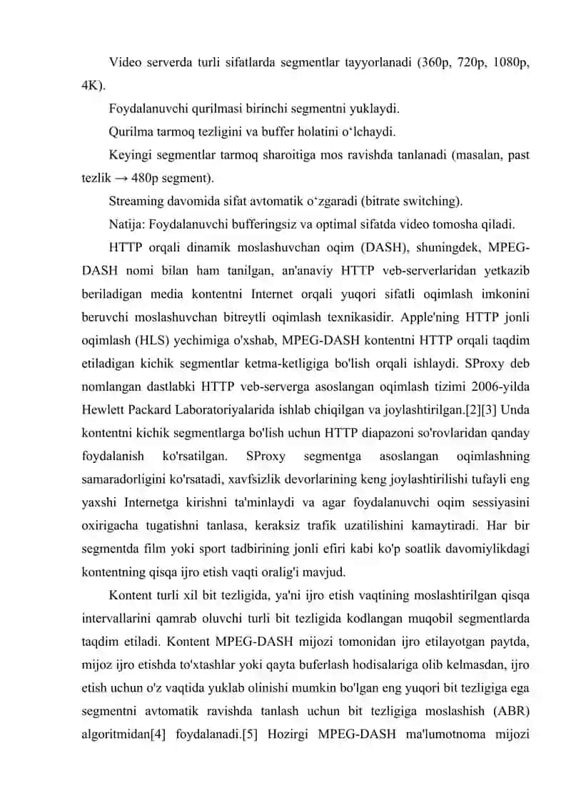 YOUTUBE, NETFLIX KABI PLATFORMALARDA ADAPTIV OQIM UZATISH (DASH,HLS) 3