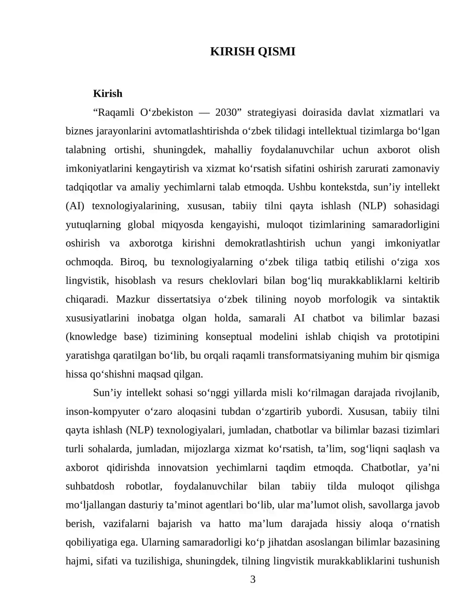 O‘zbek tilida ishlovchi AI chatbot va knowledge base tizimini ishlab chiqish 3