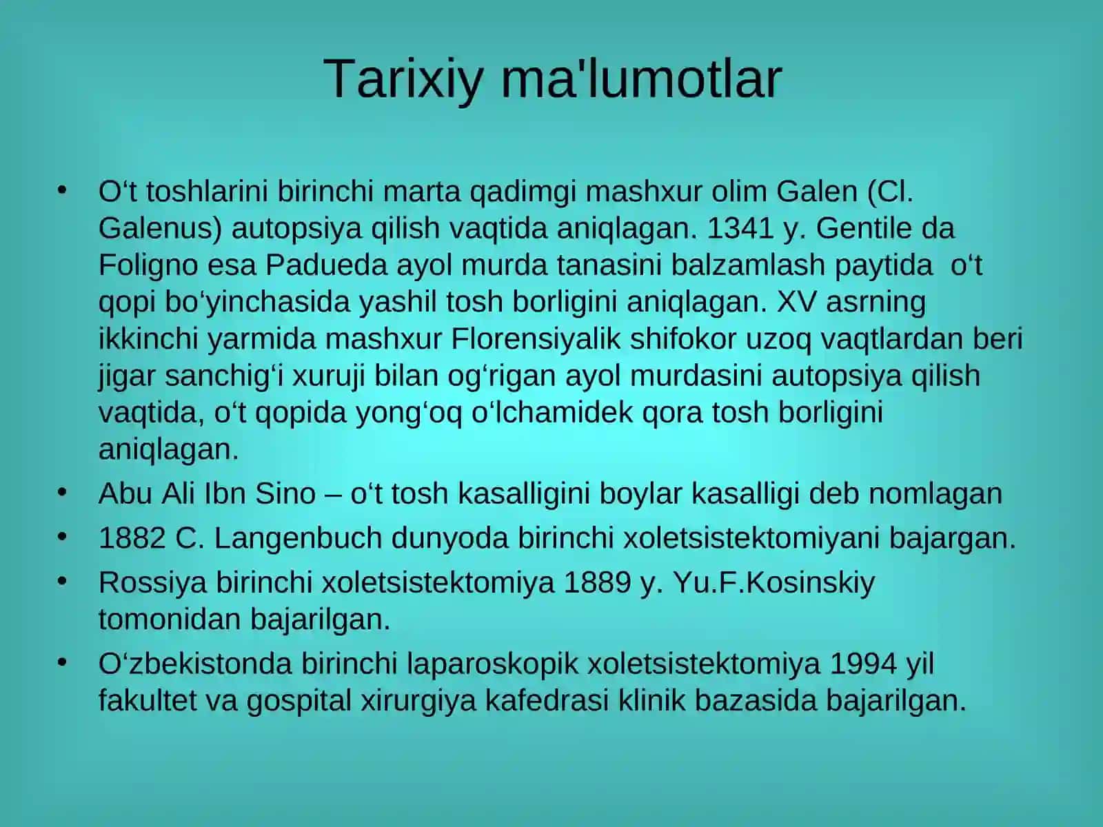 O't tosh kasalliklari, xolisistitlar diagnostikasi ppt 3