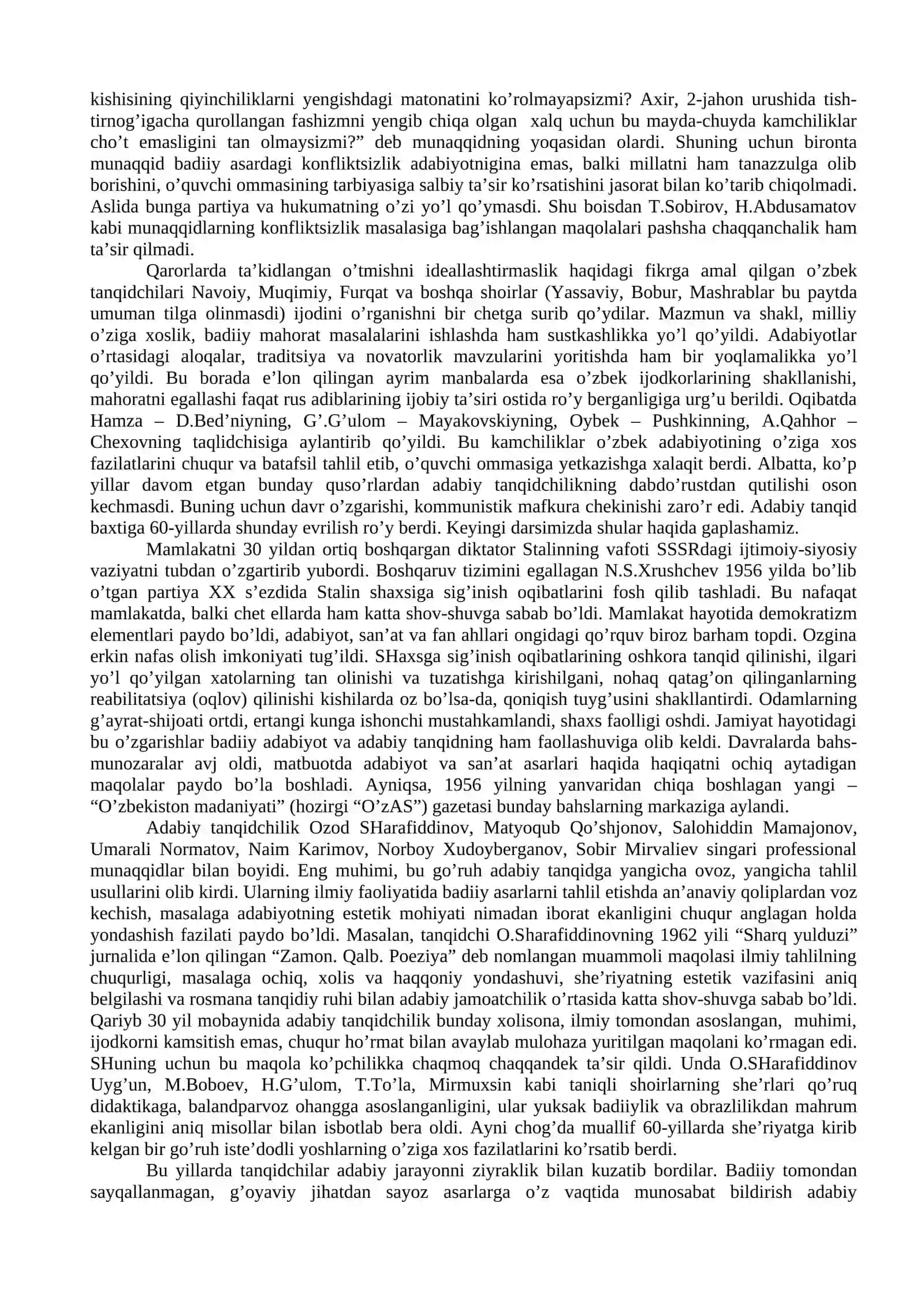 XX asrning ikkinsi yarmidagi adabiy tanqidchilik 3