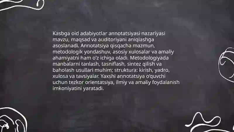 Kasbga oid adabiyotlar annotatsiyasi 3