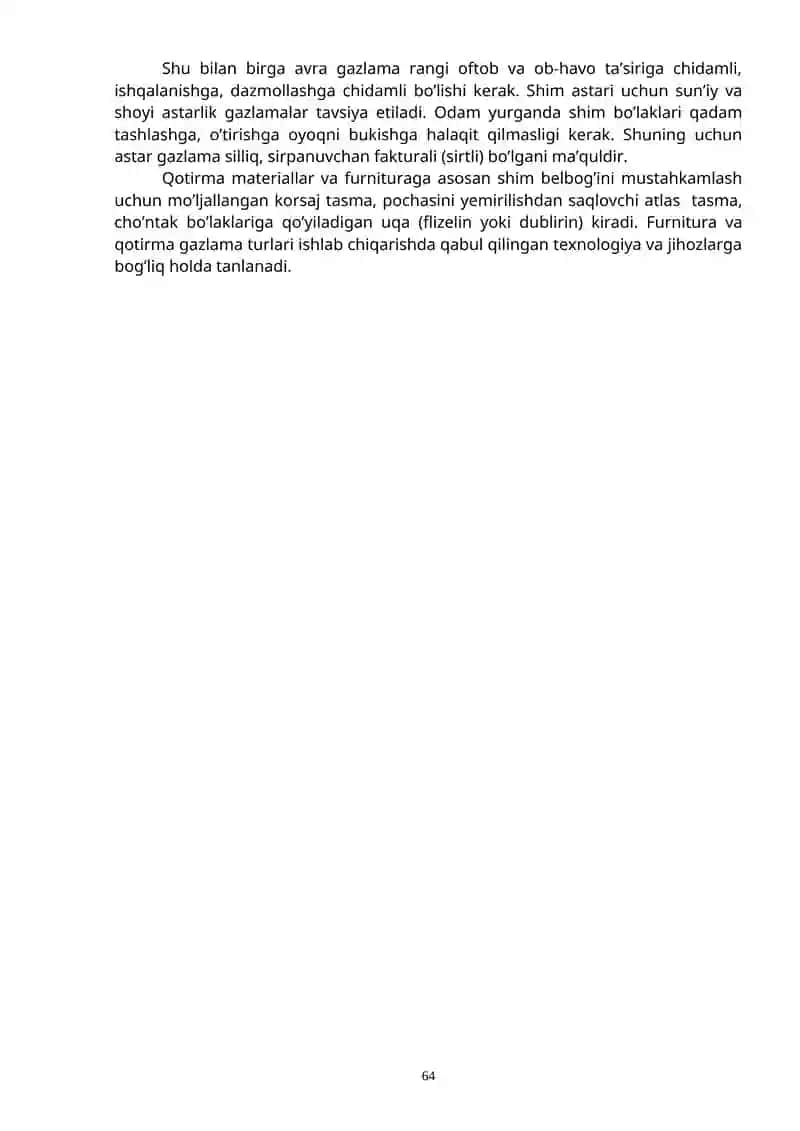 Erkaklar shimini konstruktiv modellash va andoza tayyorlash 3