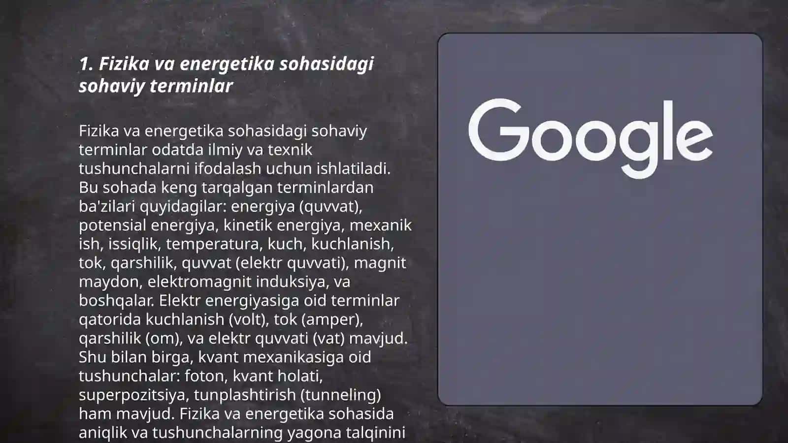 Fizika va energetika sohasidagi sohaviy terminlar 3