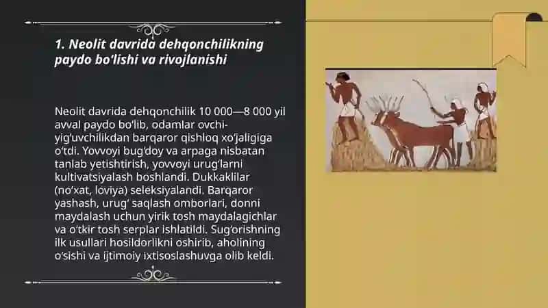 Neolit davrida chorvachilik va dehqonchilik 3