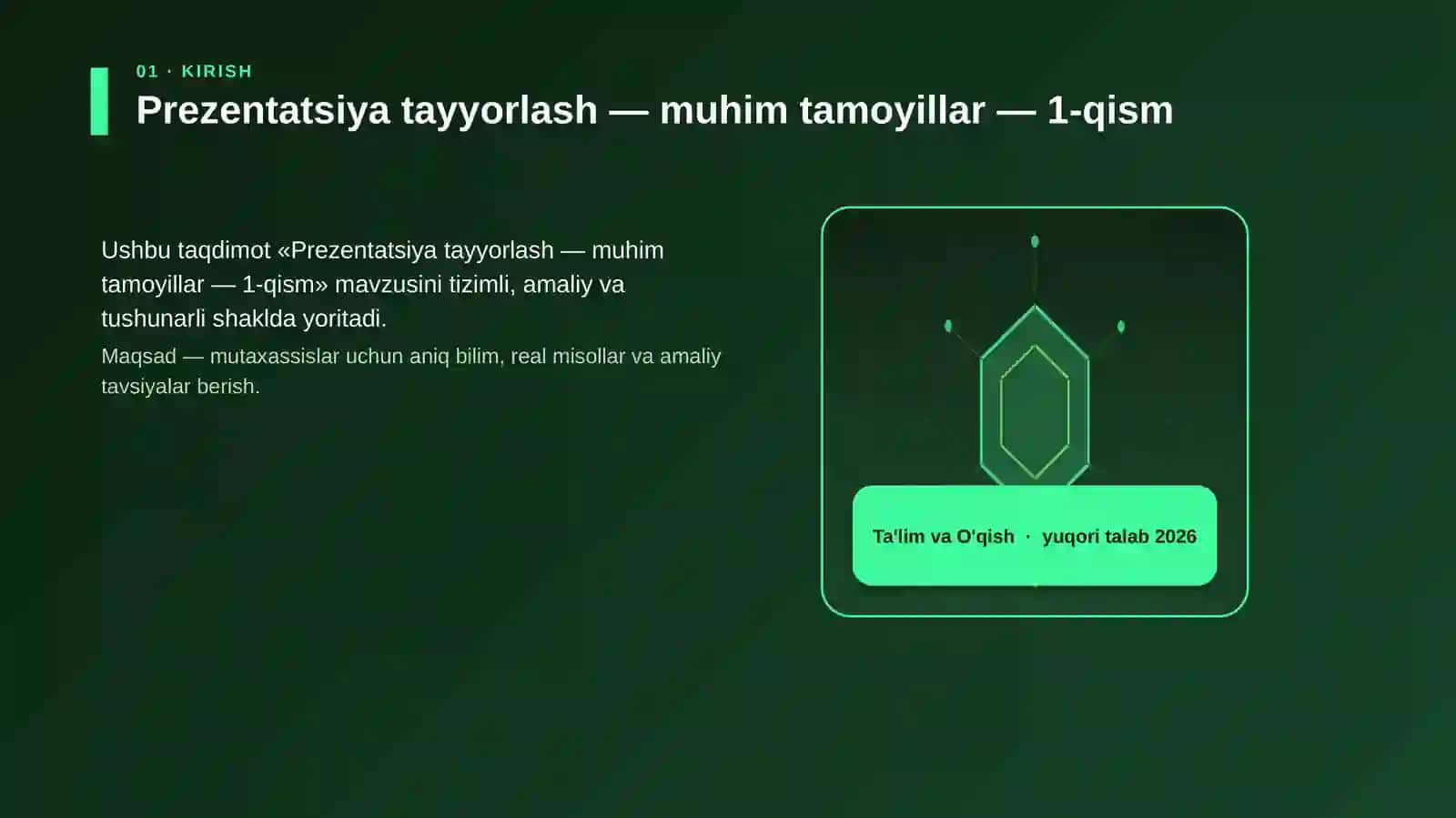 Prezentatsiya tayyorlash — muhim tamoyillar — 1-qism 3