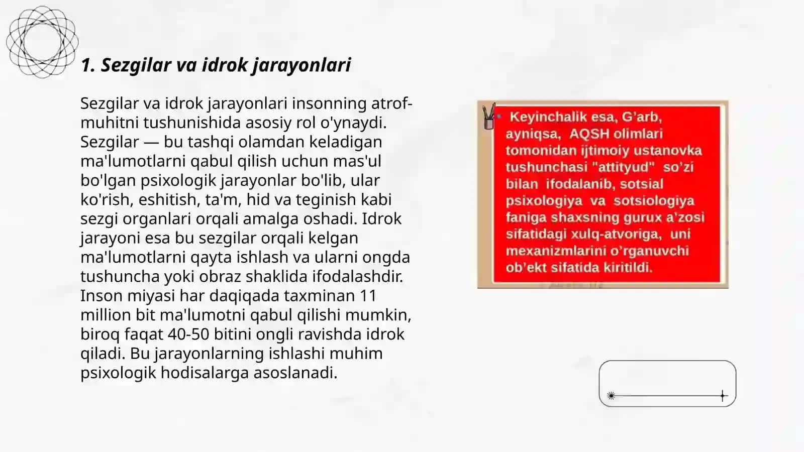 Sezgilar va idrok jarayonlari 3