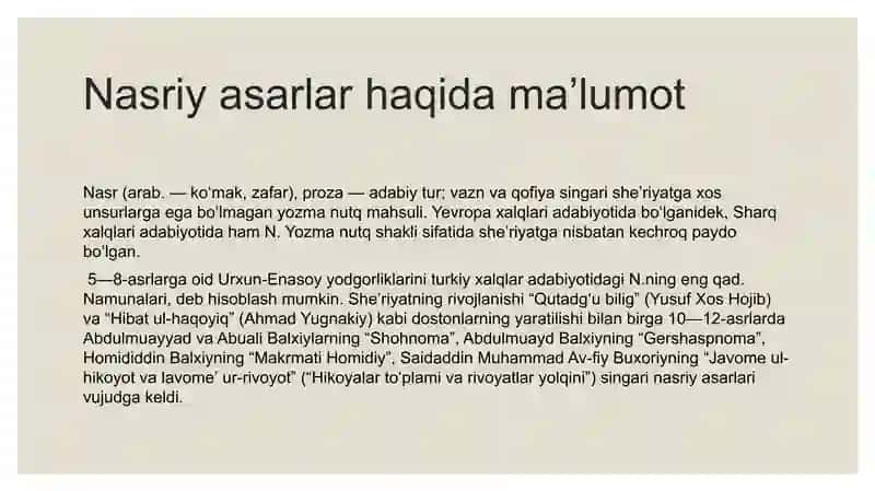 Nasriy asarlar bilan ishlash 3