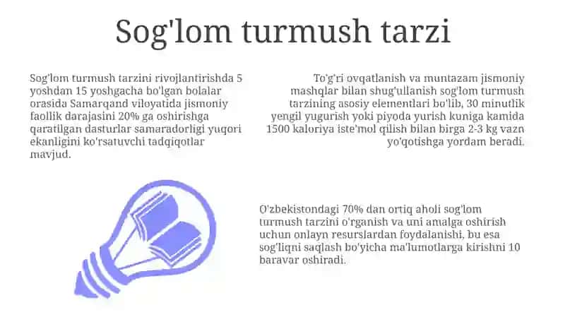 Sog'lom turmush tarzini rivojlantirish 3