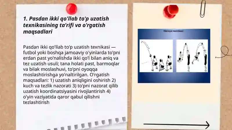 Pasdan ikki qo'llab to'p uzatish texnikasi 3