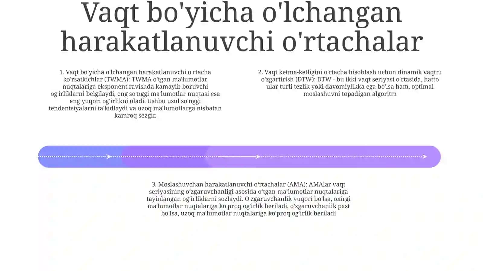 Dinamika Qatorlarda O‘Rtachalarning Darajasini Hisoblash Usullari 3
