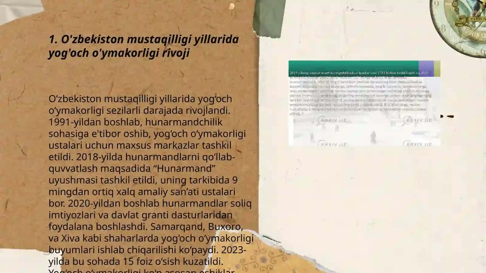 O‘zbekiston mustaqilligi yillarida yog‘och o‘ymakorligi san'ati 3