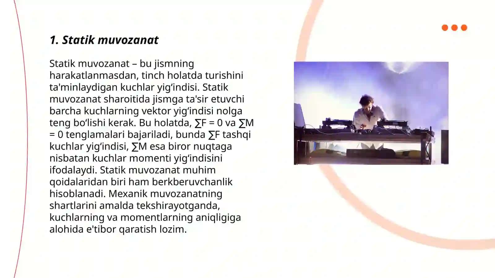 Fazodagi kuchlar sistemasining muvozanat 3