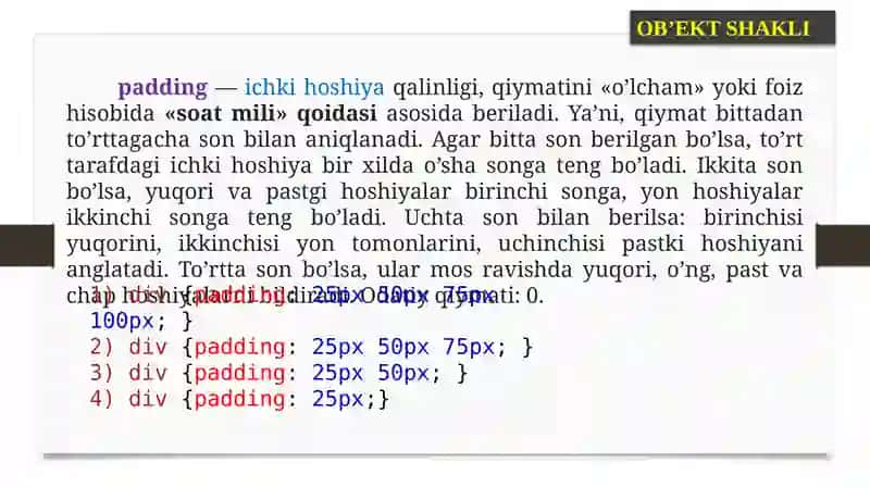 WEB SAHIFANING POG’ONALI SHAMOYILI YORDAMIDA WEB SAHIFAGA OB’EKTLARNI JOYLASHTIRISH 3