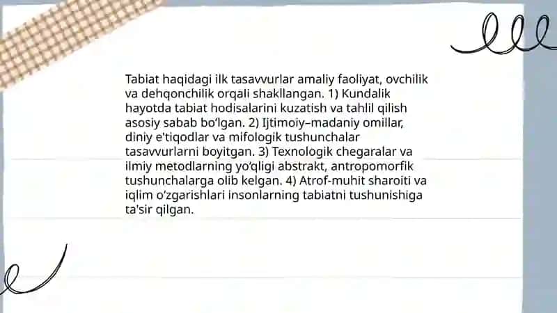 Tabiat haqidagi ilk tasavvurlarning shakllanishi 3