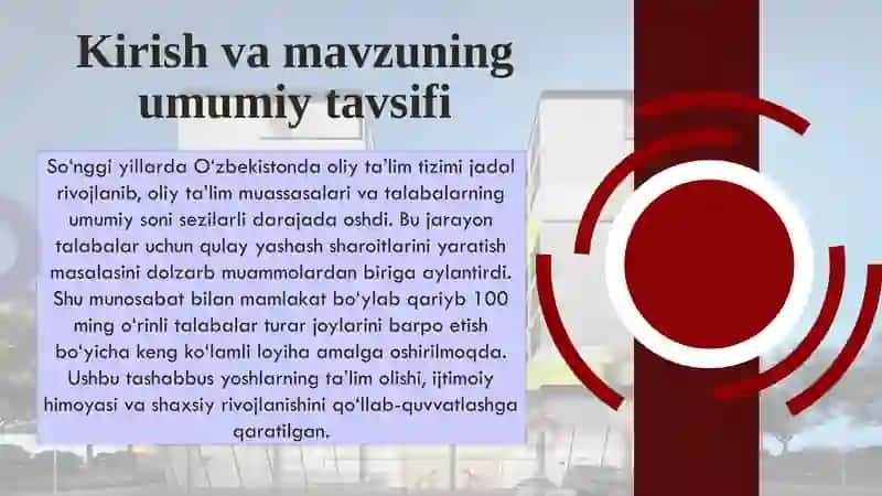 Ming oʻrinli talabalar turar joylari 3