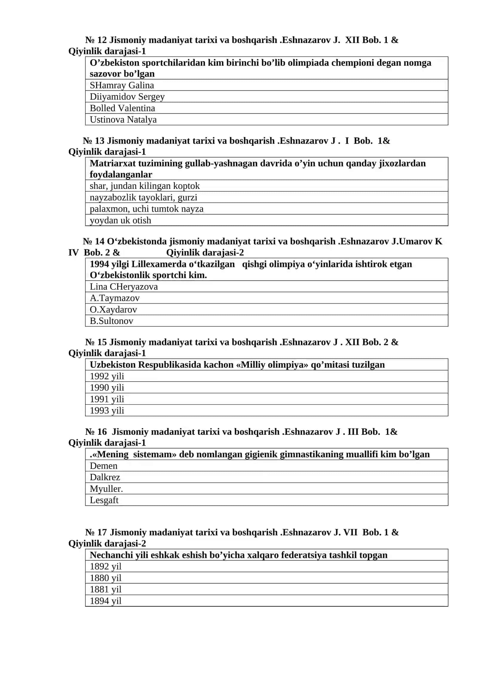 Jismoniy madaniyat tarixi 2019 yil prof.J.Eshnazarov 3