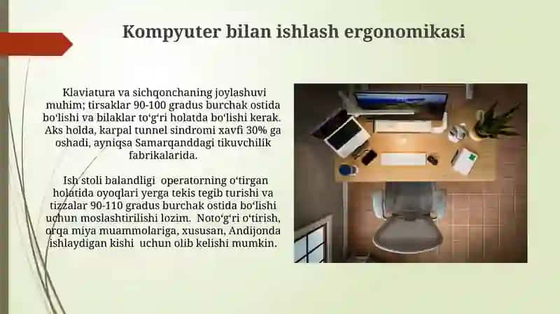 Kompyuter bilan ishlash ergonomikasi 3