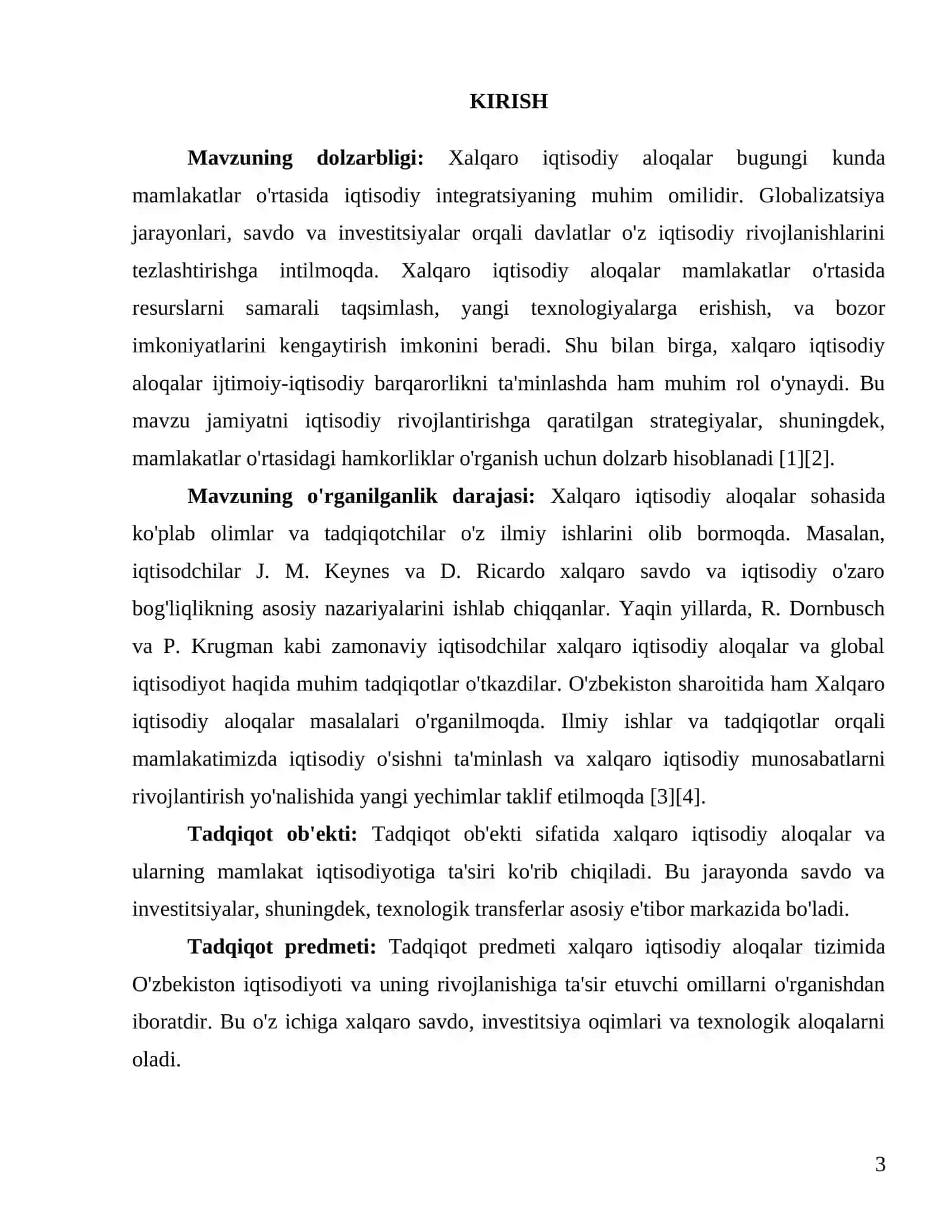 Xalqaro iqtisodiy aloqalar va uning mamlakat iqtisodiy rivojlanishidagi ahamiyati 3