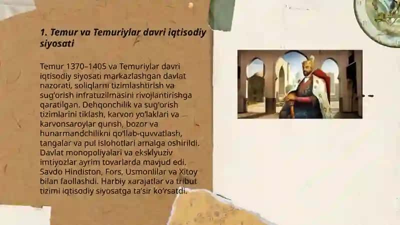 Temur va Temuriylar davridagi iqtisodiy qarashlar 3