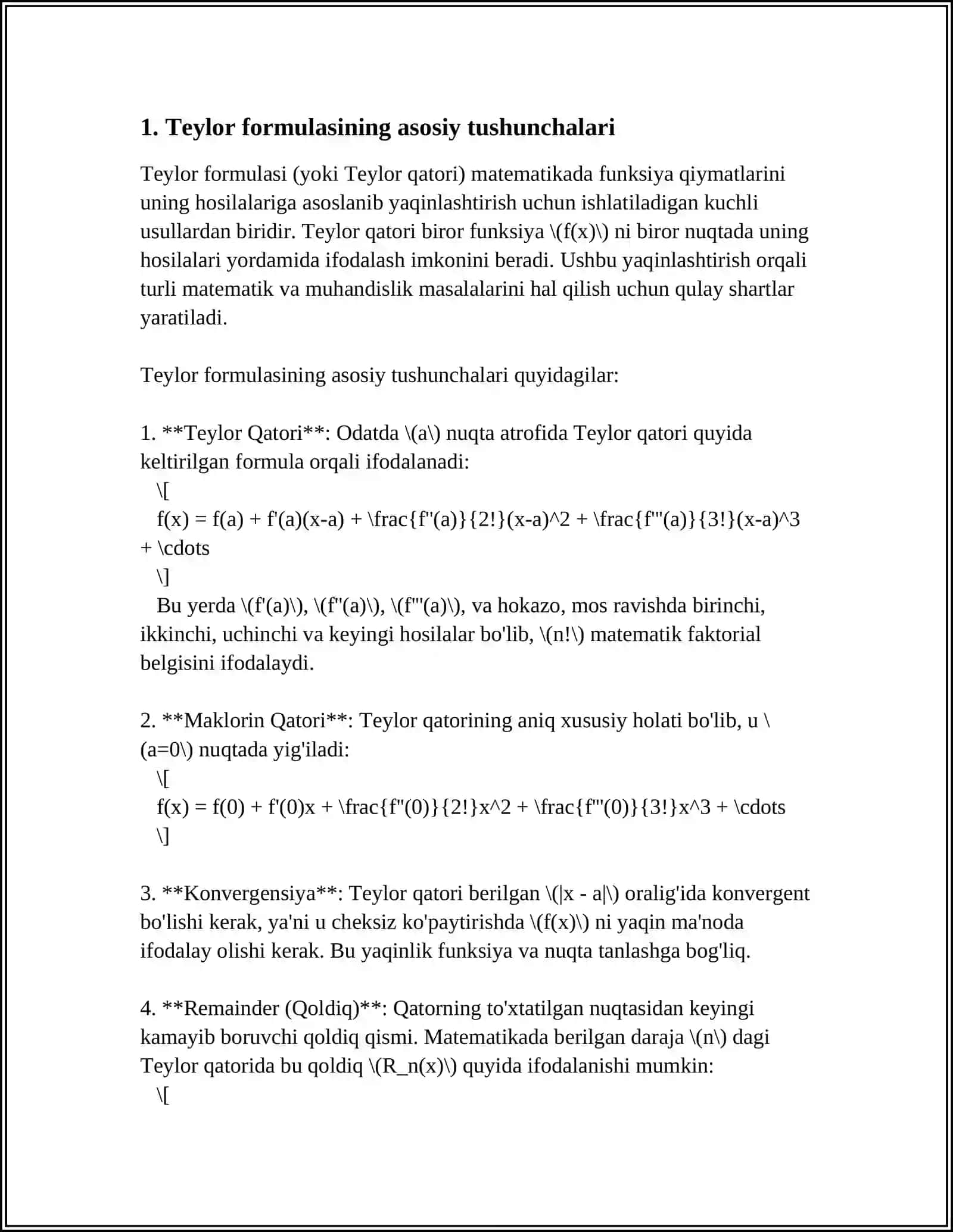 TEYLOR FORMULASI QOLDIQ HADINING TURLI SHAKLLARI 3