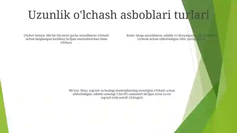 Uzunlik O’Lchash Vositalari 3