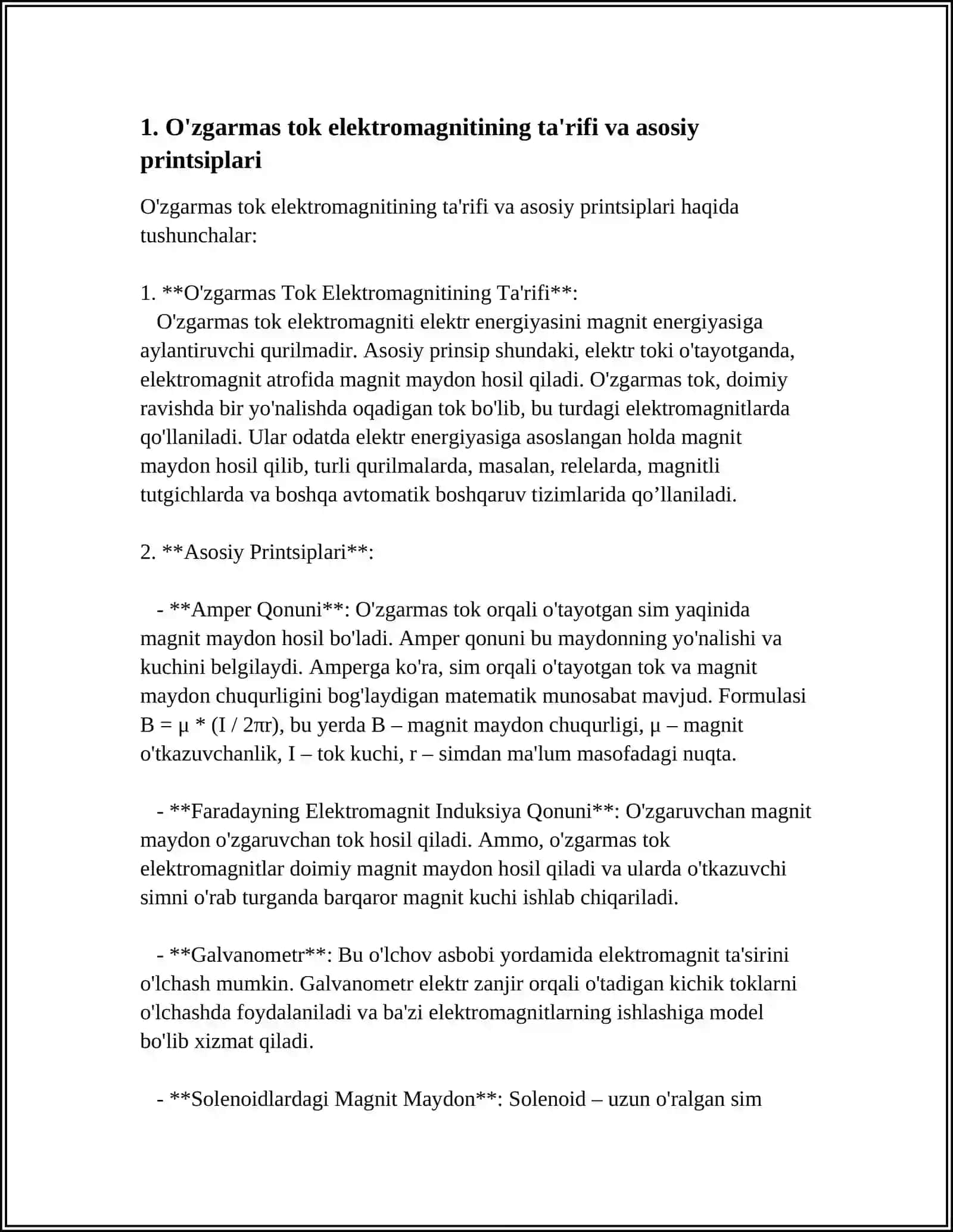 O'ZGARMAS TOK ELEKTROMAGNITLARI 3