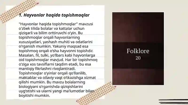 Bolalar folkyori. Topishmoq 3