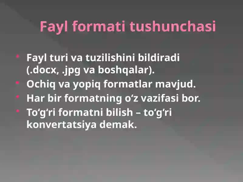 Konvertatsiya.Fayllarni bir formatdan boshqa formatga o‘tkazish 3