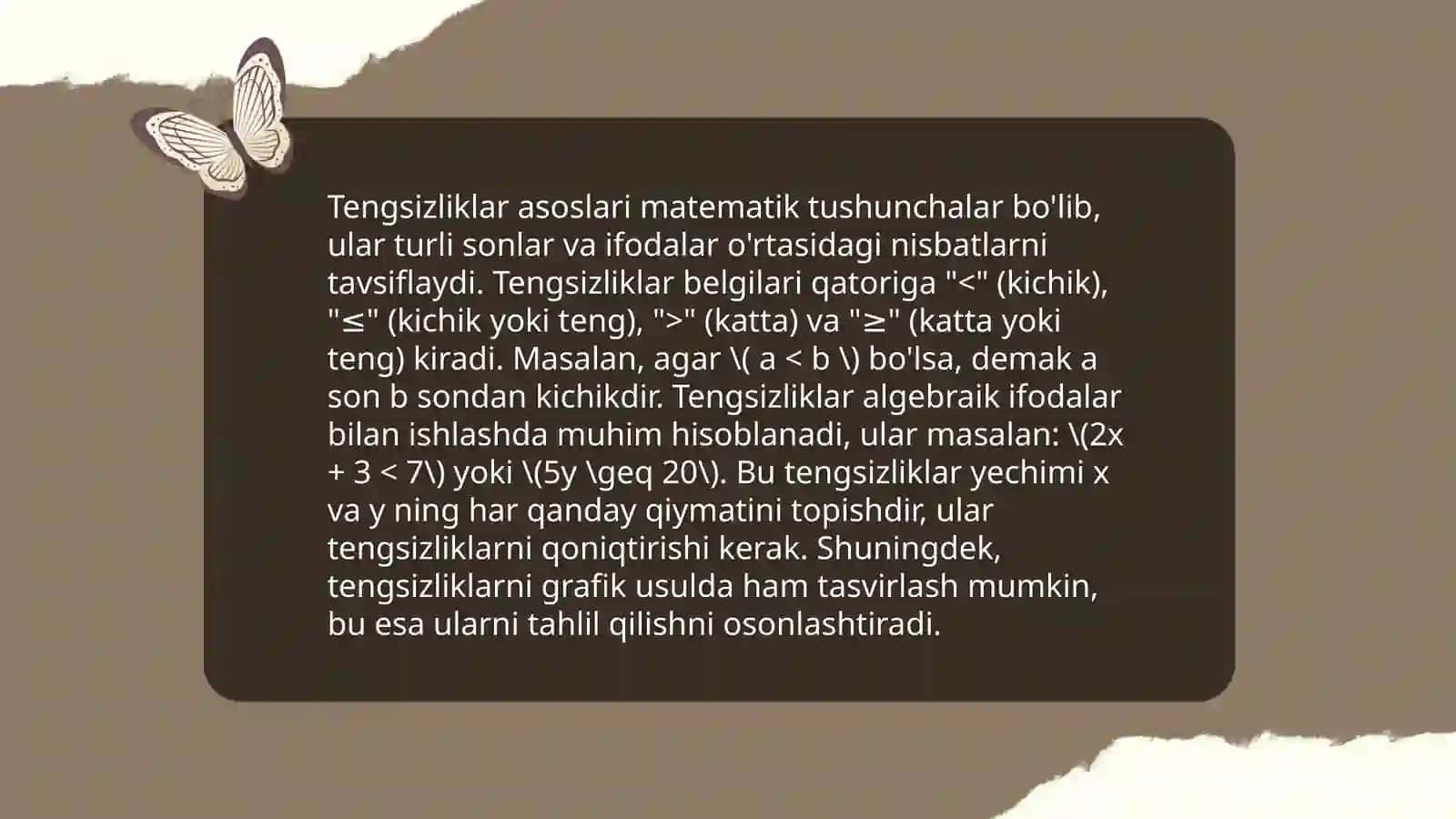 Tengsizliklar asoslari 3