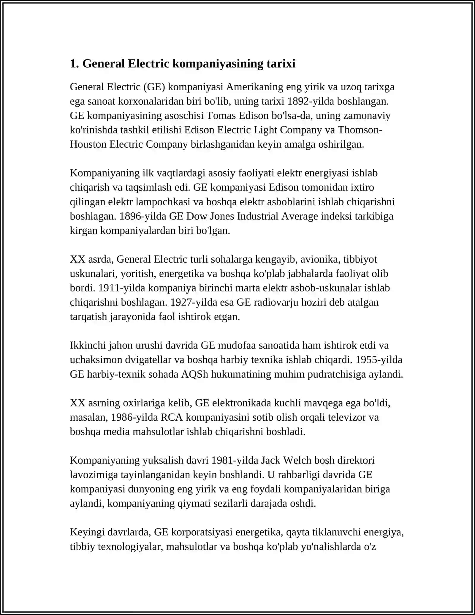 GENERAL ELECTRIC FIRMASI GAZ TURBINALARINI OʻRGANISH 3