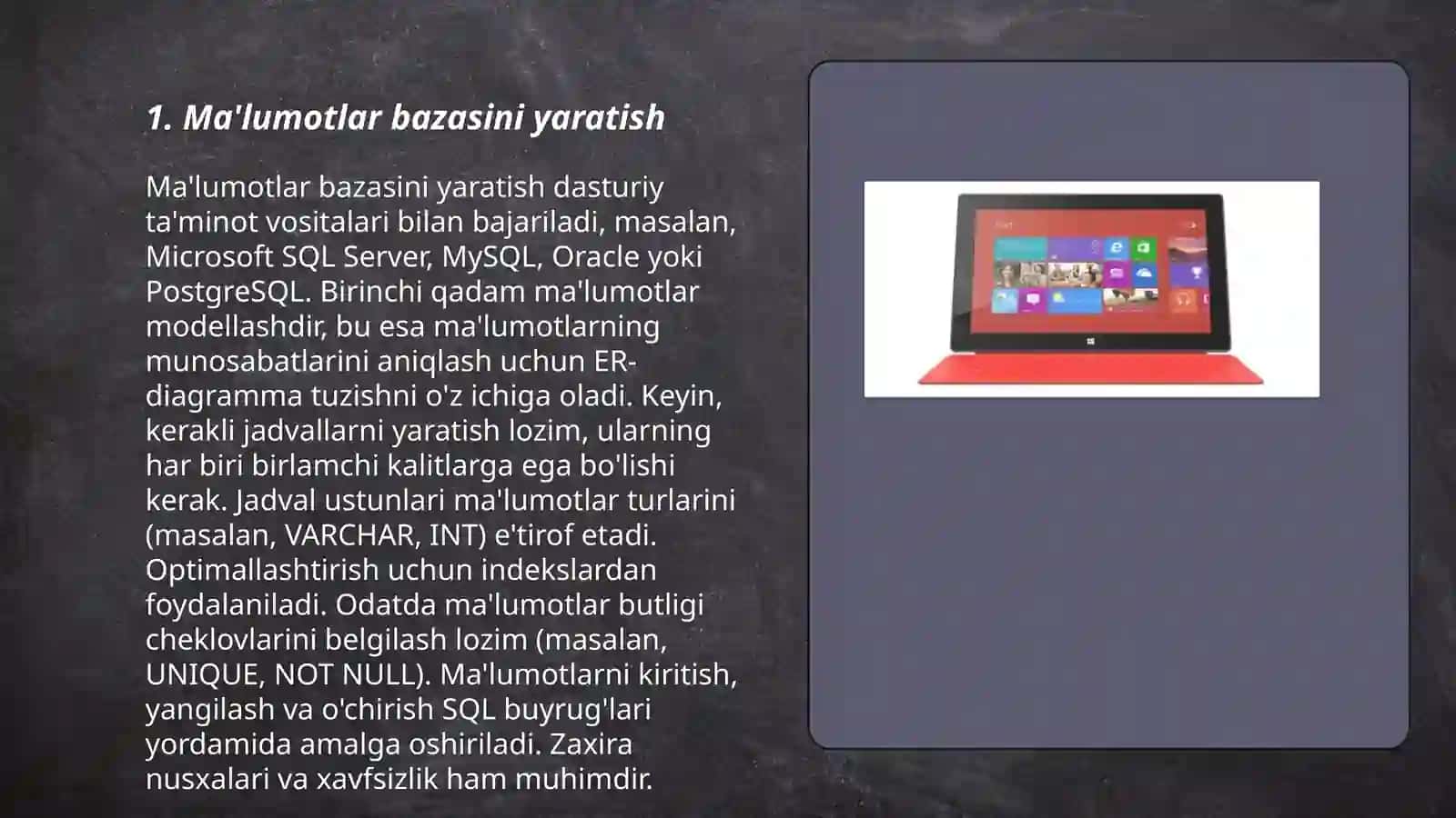 Microsoft Acces ilovasidan sohada foydalanish 3