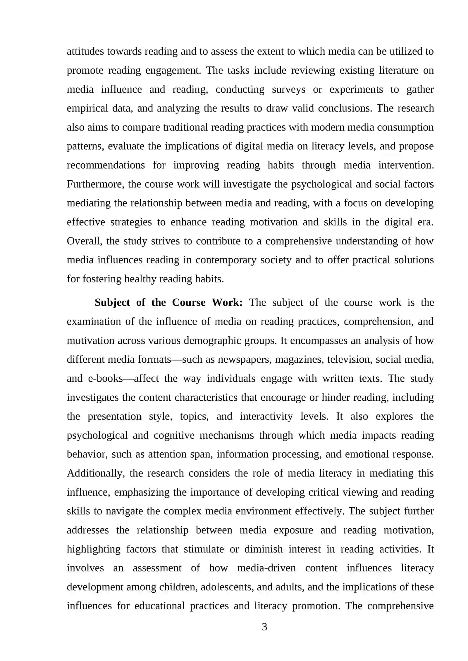 INFLUENCE OF THE MEDIA ON READING 3