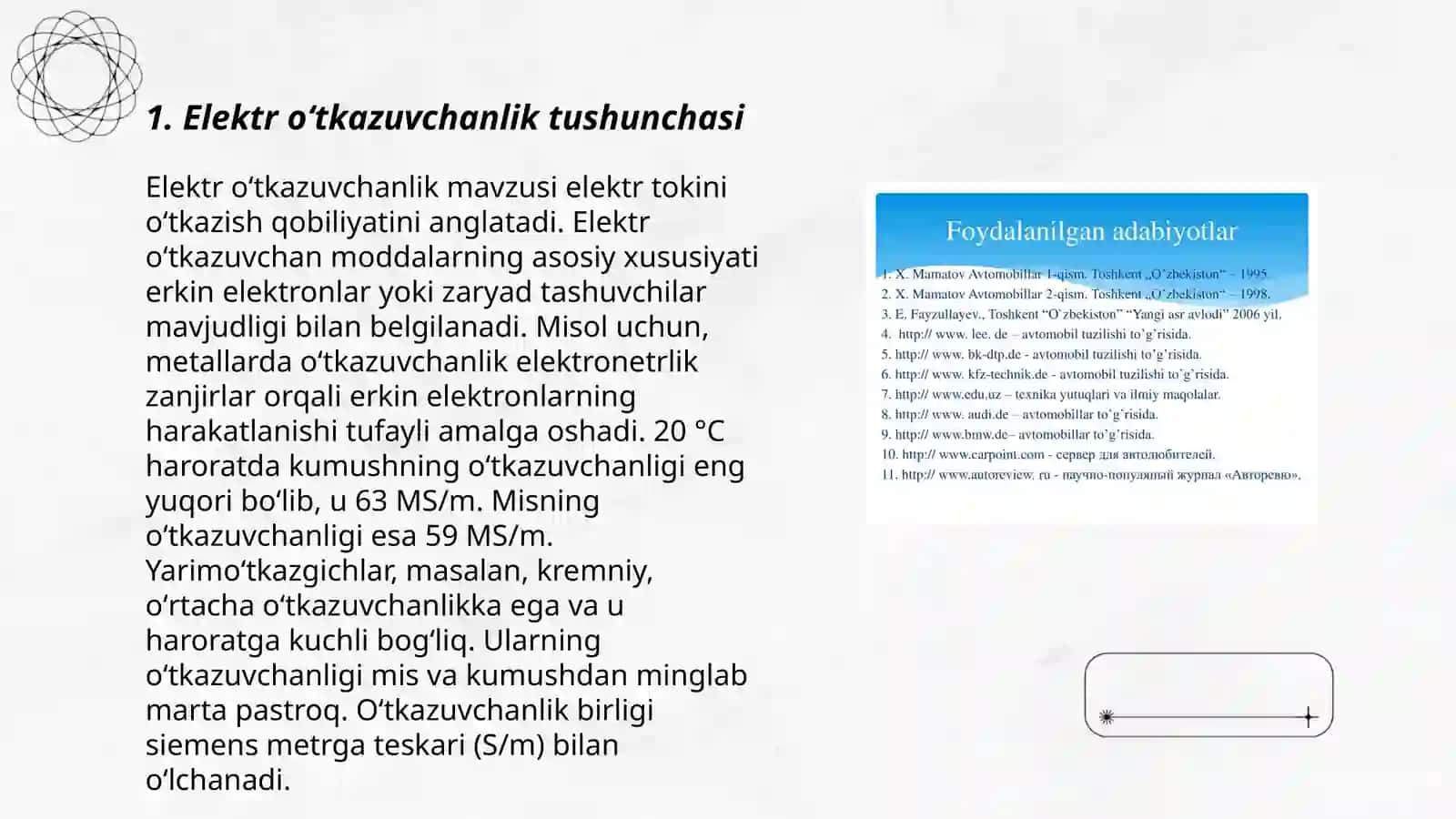 Elektr oʻtkazuvchanlik 3