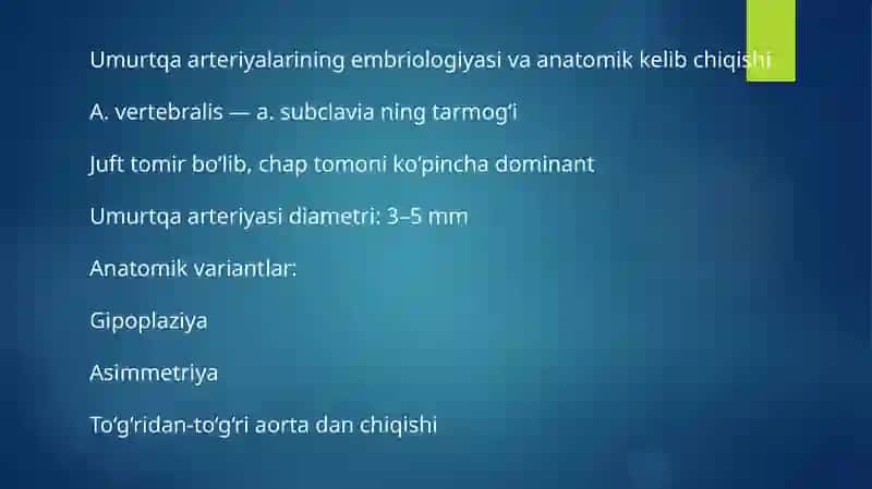 Umurtqa arteriyalari shikastlanishlari 3
