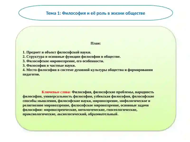 Тема - 1: Философия и её роль в жизни общества 3