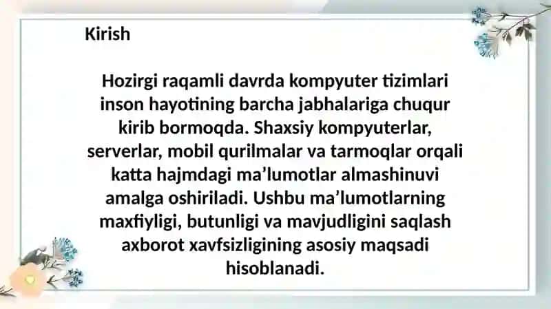 Operatsion tizim va axborot xavfsizligi 3