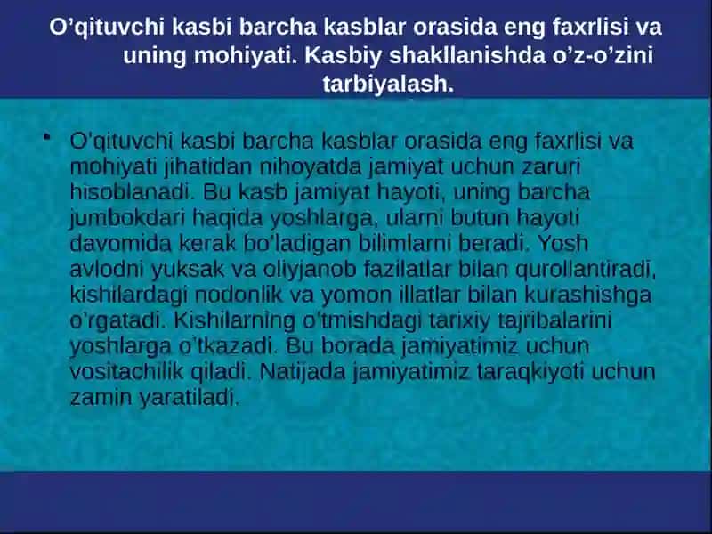 Pedagogning o'zini-o'zirivojlantirish uzluksiz jaraayon sifatida 3
