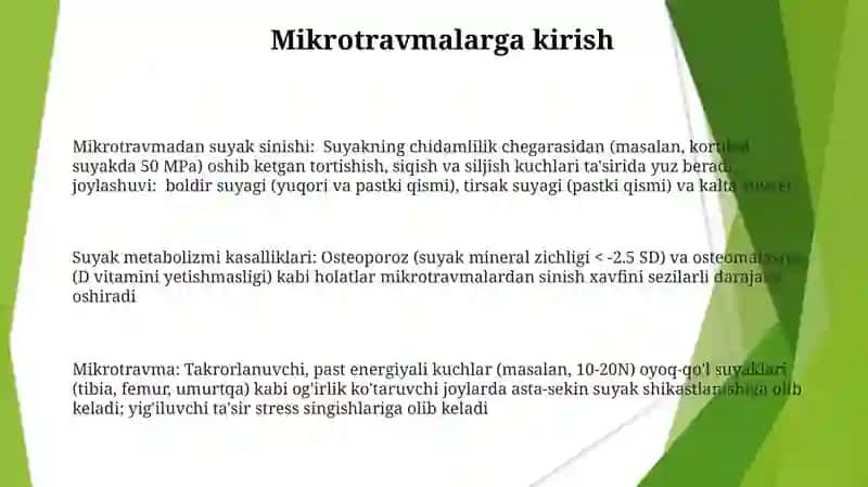 Mikrotvamalar Tufayli Suyaklarning Shikastlanishi 3