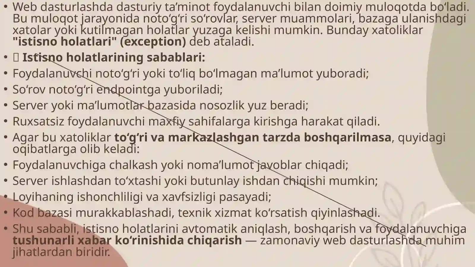 Middleware yordamida istisno holatlarini boshqarish 3