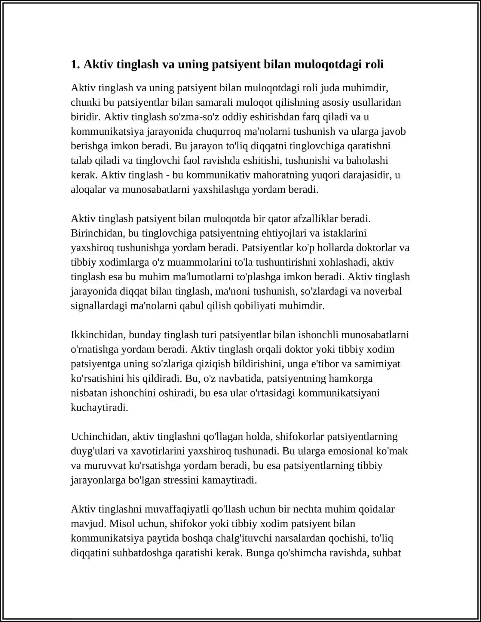 PATSIENTLAR BILAN VERBAL VA NOVERBAL MULOQOT 3