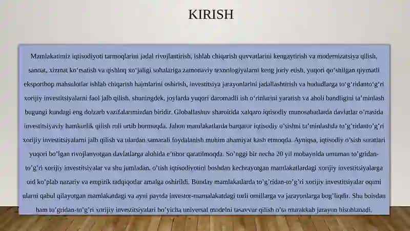 To'g'ridan to'g'ri xorijiy investitsiyalar 3