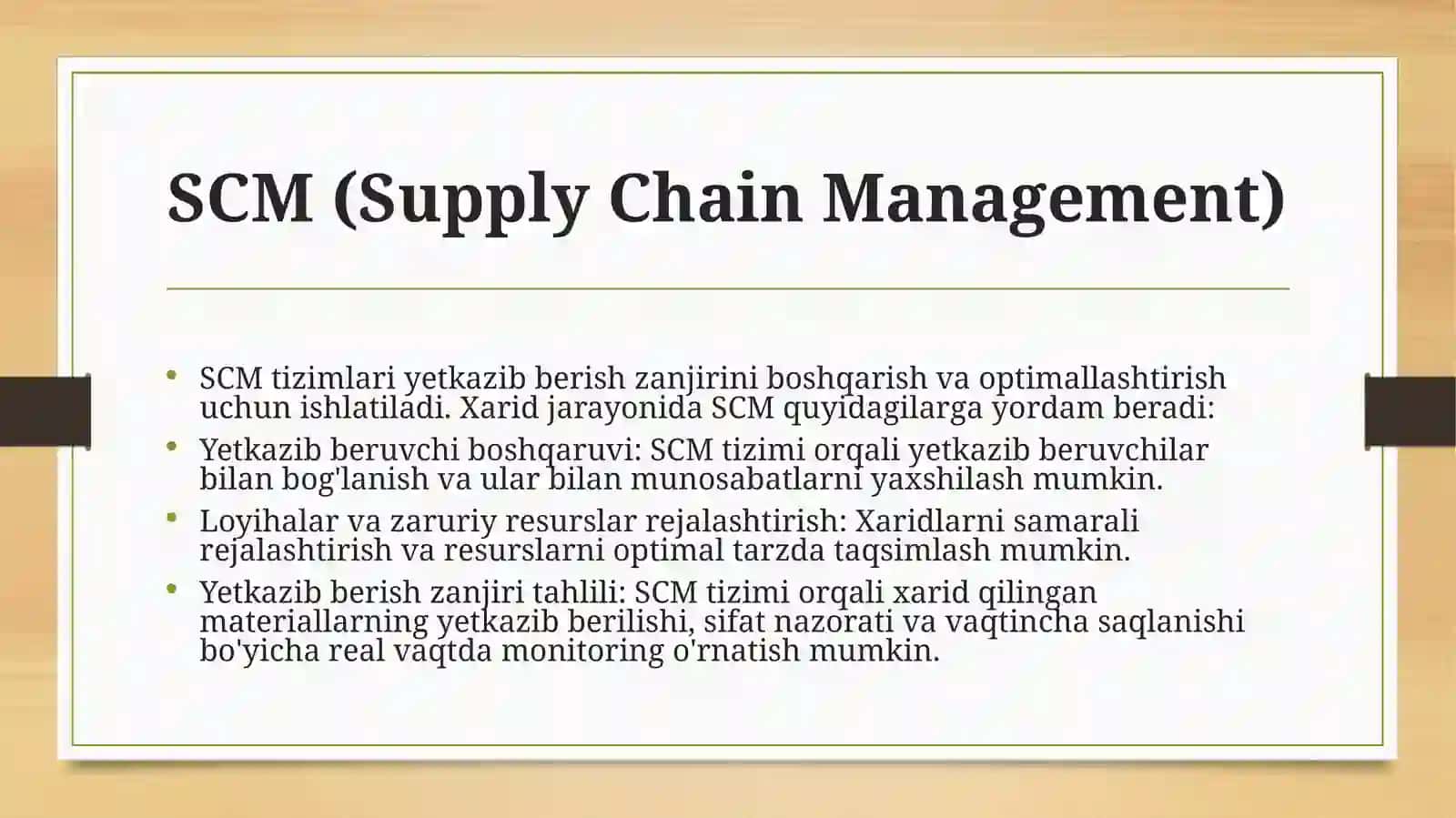 Korxona Resurslarini Rejalashtirish (ERP), Ta'minot Zanjirini Boshqarish (SCM) va Elektron Xarid (e-procurement) 3