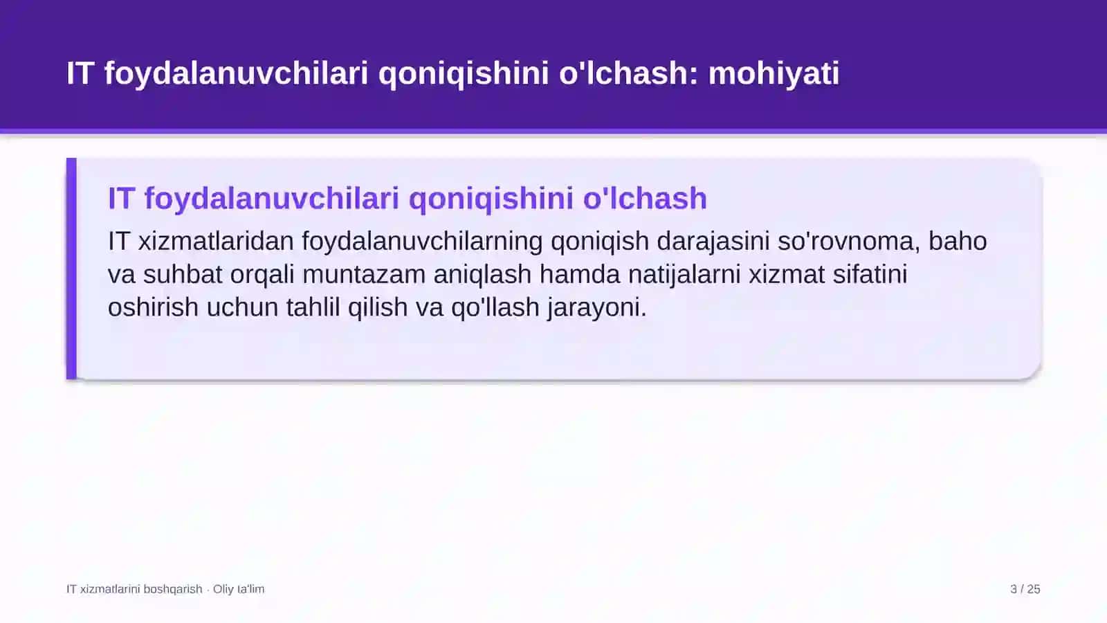 IT XIZMATLARINI BOSHQARISH · OLIY TA'LIM 3