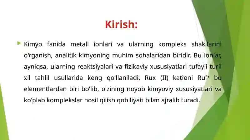 Rux (II) kationing analitik kimyosi 3