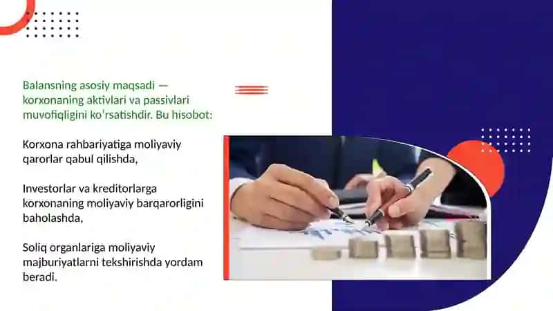 Buxgalteriya balansi tushunchasi va maqsadi 3