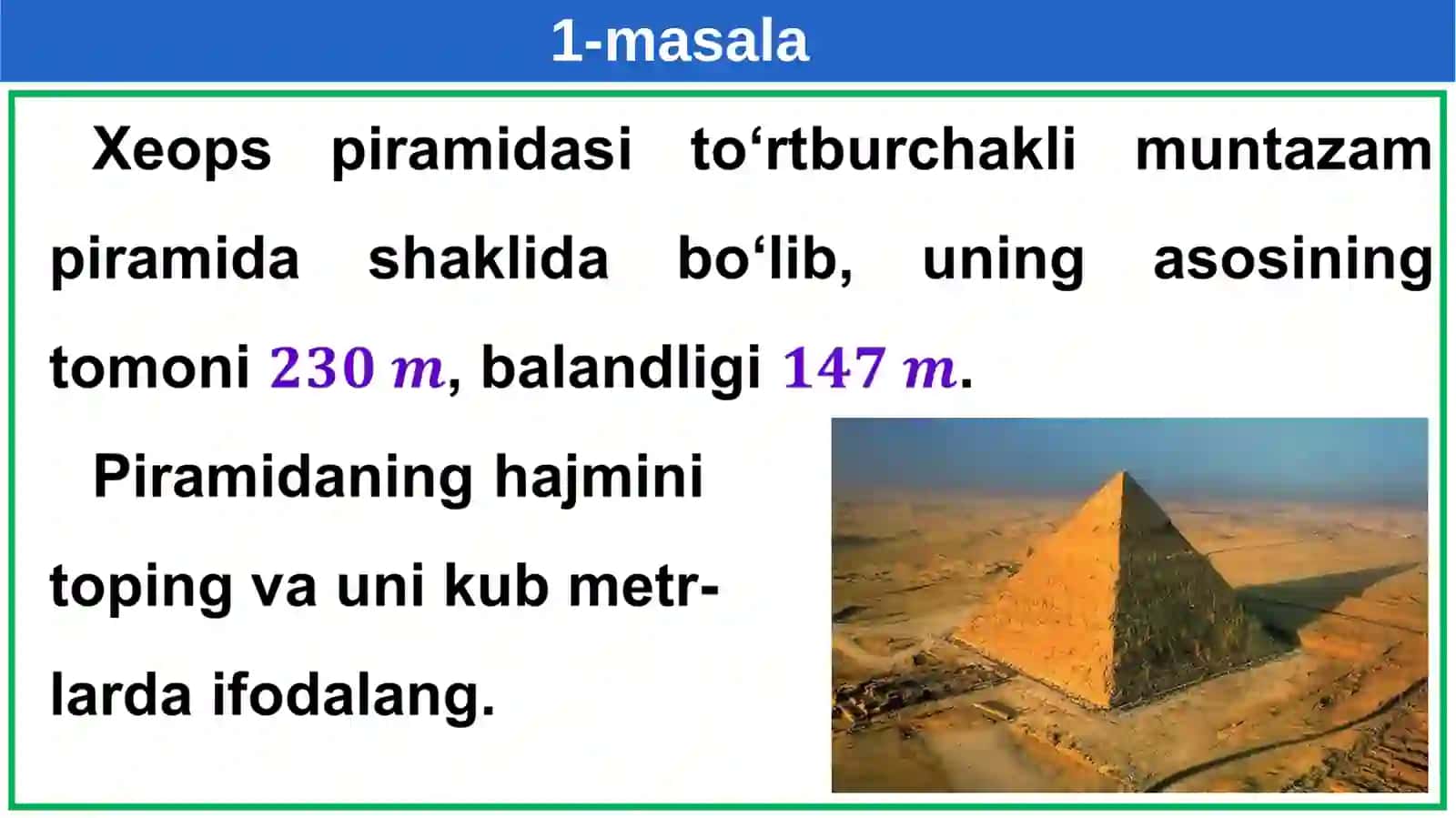 Piramidaning  hajmi 3