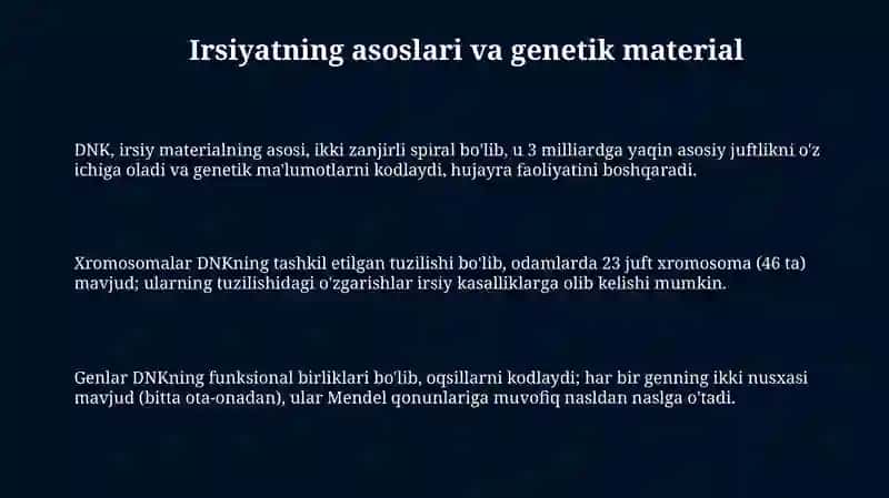 Irsiyat va irsiy kasalliklar 3