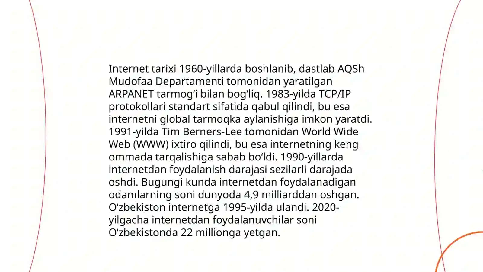 Internetni zamonaviy xizmatlari, internetni rivojlanish tarixi 3