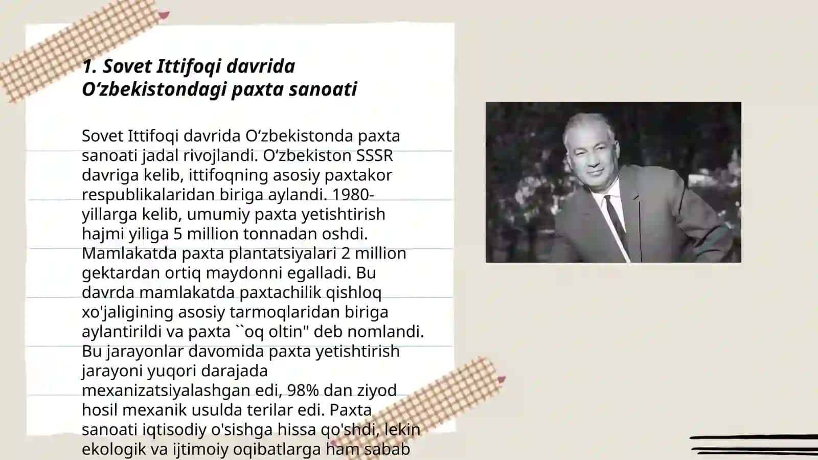 Sharof Rashidov va paxta ishi 3