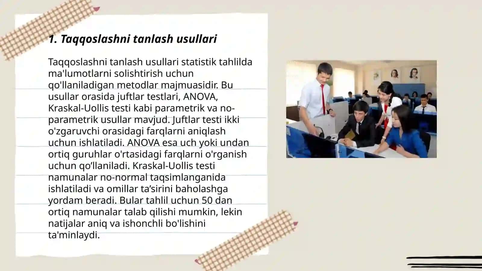 Taqqoslashni tanlash usullari 3